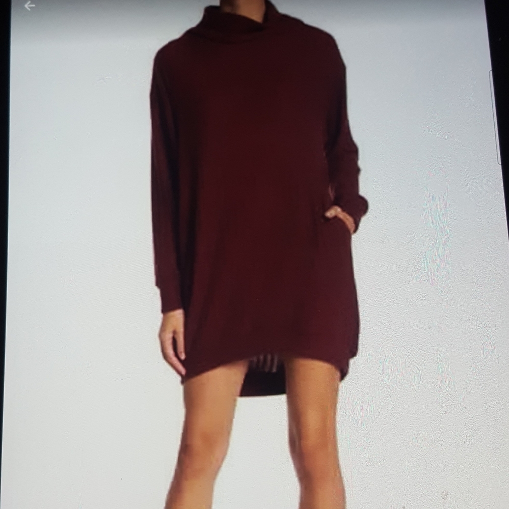 Brushed Ribbed Turtleneck Tunic